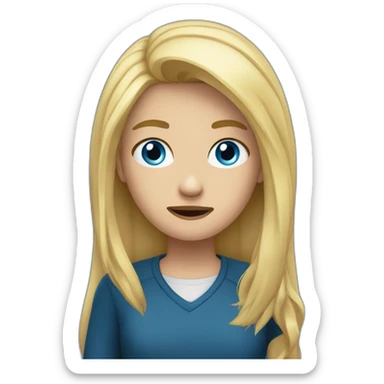 Student with panic blond hair blue eyes sticker