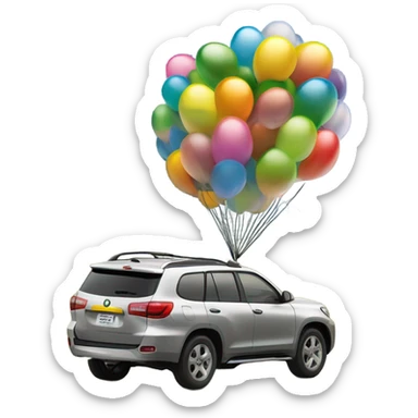 A SUV aventureira explora montanhas e florestas com um globo terrestre ao fundo e um carro em movimento na frente. sticker