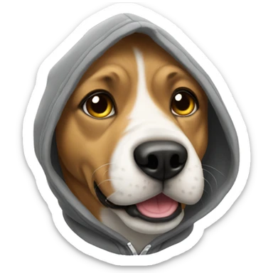 Dog wearing a hoodie sticker