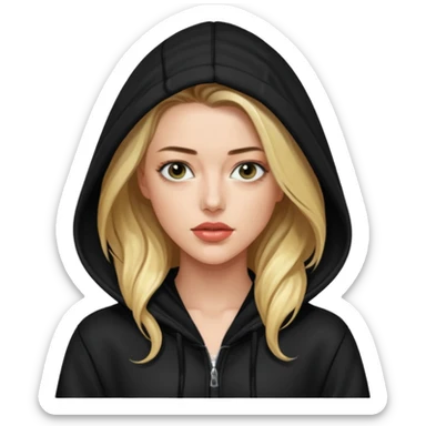 amber heard with black hoodie sticker