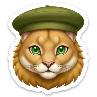 Cougar wearing a beret  sticker