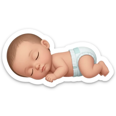 sleeping baby on its BACK in diaper - side view sticker