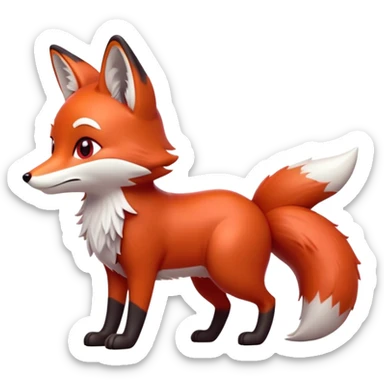 cinematic-noble [fox]-realistic-full-body-standing on all fours-emoji,-tail-tucked-close,-head-tilted-dramatically,-fox-[red]-fur,-simplified-yet-realistic-focused-features,-highly-detailed,-glowing-with-an-almost-sarcastic-glow  expressive eyes sticker