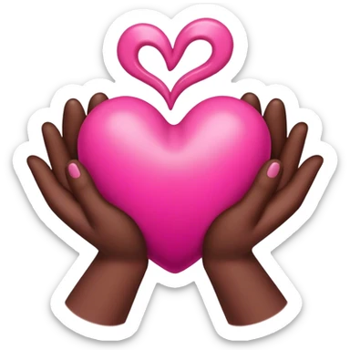 Pink Heart in brown hands sticker