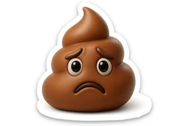 emoji stile iphone 3d di una cacca con espressione triste, iperrealistiche 4k sticker