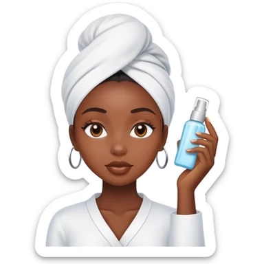 black girl doing skincare sticker