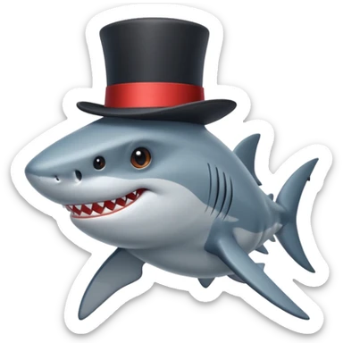 Shark with a top hat sticker