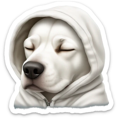 White dog with a hoodie sleeping sticker