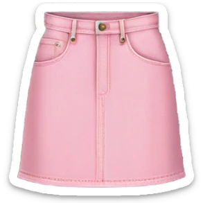 Realistic A-line high waisted pink denim skirt, isolated sticker