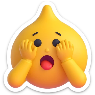exaggerated emoji of a character in distress, crying, collapsing, and vomiting, funny and expressive sticker