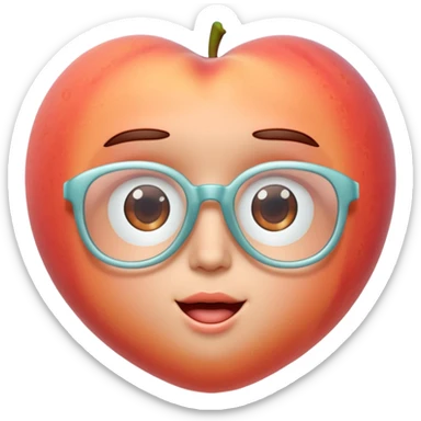 A 3D cartoon transparent peach-coral spectacle with subtle shine and curved frame edges, isolated on soft plain background, Memoji-style. sticker