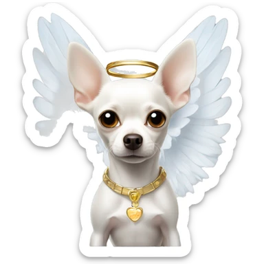 White chihuahua with halo and wings sticker