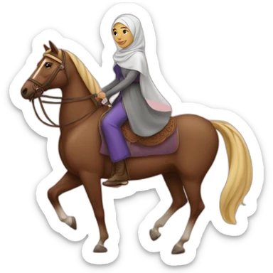 Hijabi women on a horse sticker