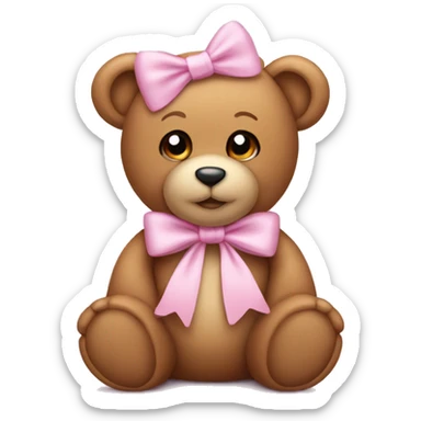 Teddy Bear wearing a baby pink bow around his neck  sticker