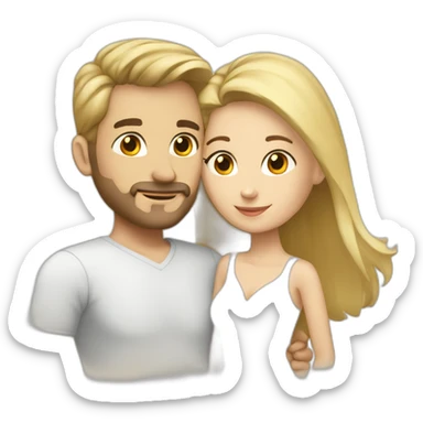 in love caucasian couple brownhear man, blonde woman sticker