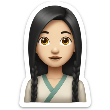 east asian girl with long black hair sticker