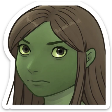 Beautiful girl, brown hair,straight hair, long hair, grey eyes, Ukraine sticker