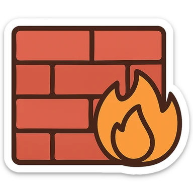 flat toon style network firewall sticker