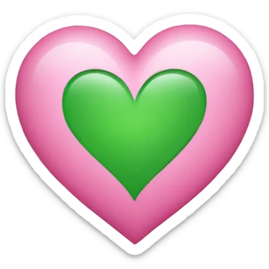 half pink, half green heart sticker