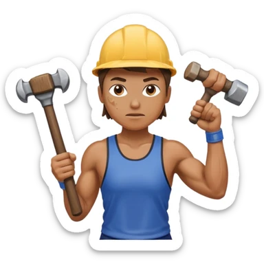 An emoji representing the ironman challenge event long-distance marathon for an mmorpg player who crafts everything themselves the hard way, and does not buy or sell items in-game. sticker