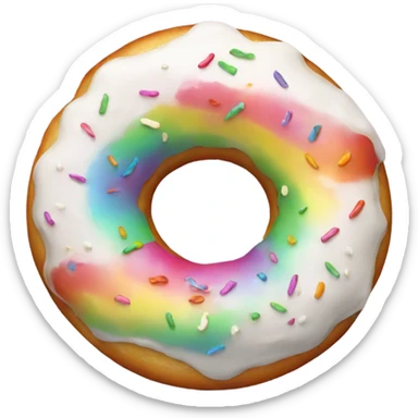 White creamy rainbow donut sticker
