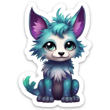 Cool cute Kawaii edgy fantasy animal sparkle fursona Fionbri creature by griffsnuff & LiLaiRa & Falvie full body sticker