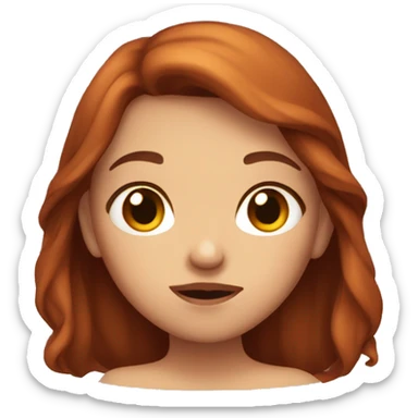 fair Girl with reddish brown hair pouting, basically making a face to blow a candle. sticker