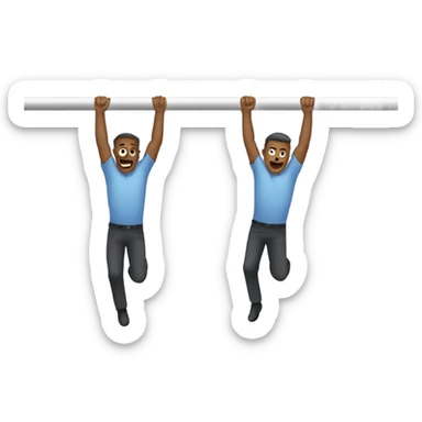 2 guys hanging from a bar sticker