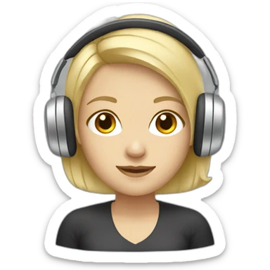blonde women with headphones for live support sticker
