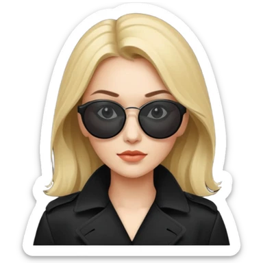 woman in black trenchcoat and matrix sunglasses sticker