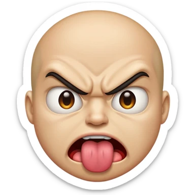 angry face with tongue out sticker