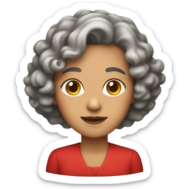 midde aged woman with curly bob hair and red elegant clothes sticker