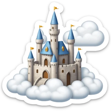 Cloud Castle – White castle resting on fluffy clouds sticker