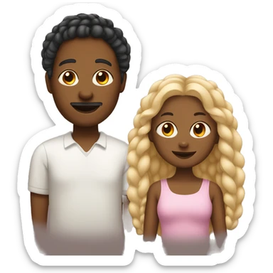 Black mom with braids , blonde and white man with tan daughter sticker