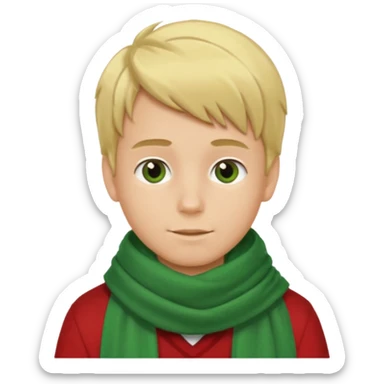 blonde hair boy, green scarf sticker