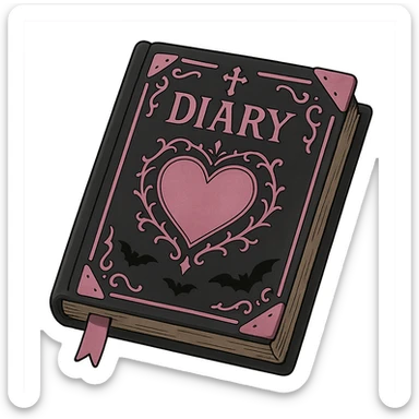 gothic diary, black and pink colors sticker