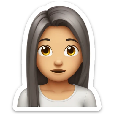 embarrassed girl hiding behind her hair sticker