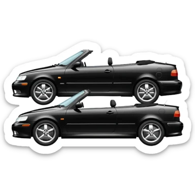 Une saab 9-3 1999 cabriolet noir de profil sticker