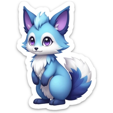 Kawaii dark fantasy ethereal anthro fursona Fakemon with tufted tail  sticker