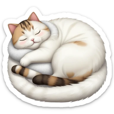 Plump cat sleeping on back, round belly exposed sticker