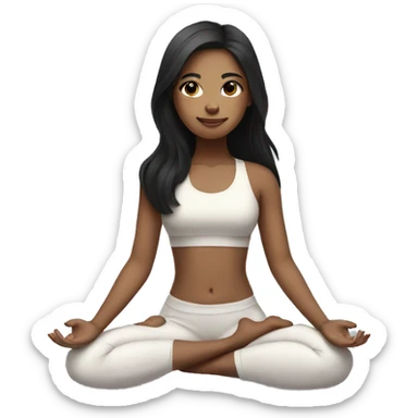 Girl with black hair and light skin doing yoga sticker