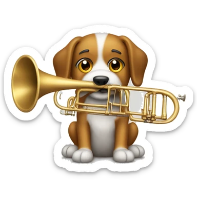 Furry dog with trombone sticker
