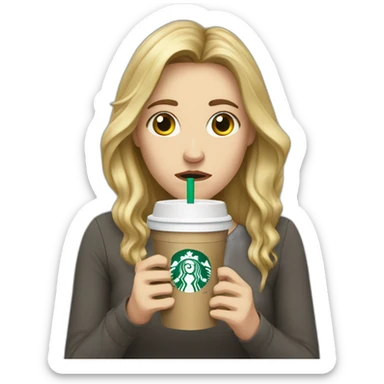 upset stressed anxious white girl holding starbucks sticker