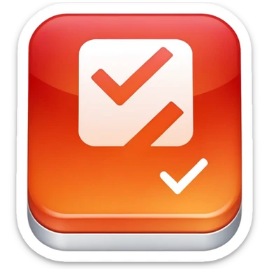 checkbox with a white checkmark over top of a red-to-orange gradient sticker