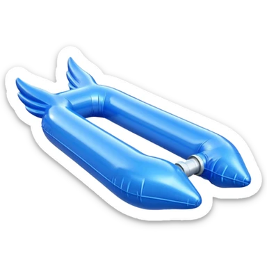 3D render of Water Wings made of shiny inflatable vinyl, visible seam lines, air valve, highly reflective plastic texture, pool toy aesthetic. sticker