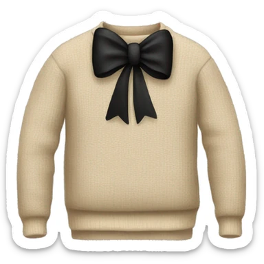 Beige sweater with a long black bow on it sticker