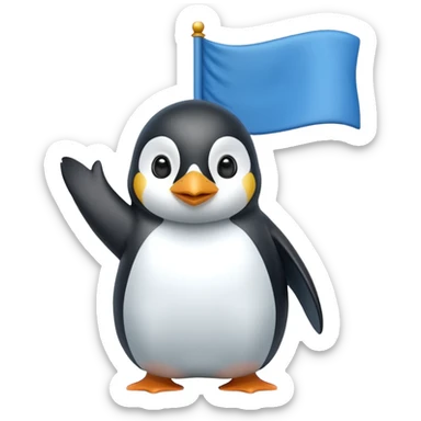 green flag with a blue realistic penguin sticker
