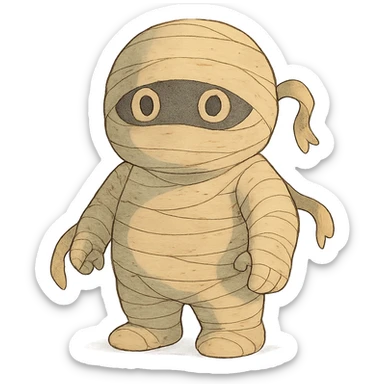 mummy character with soft colors sticker