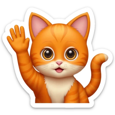 Emojicat baby, cute, playful, waving sticker