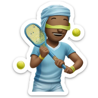 Blindfolded person playing pickleball sticker